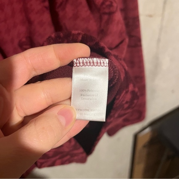 Coldwater Creek Top Womens 3X Maroon Floral Check Velvet Fleece Lined - Picture 5 of 8